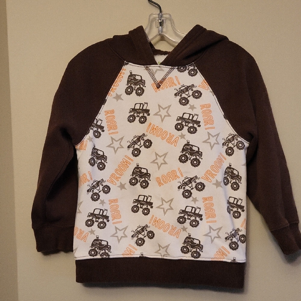 Jumping Beans brown/beige monster truck pullover hoodie